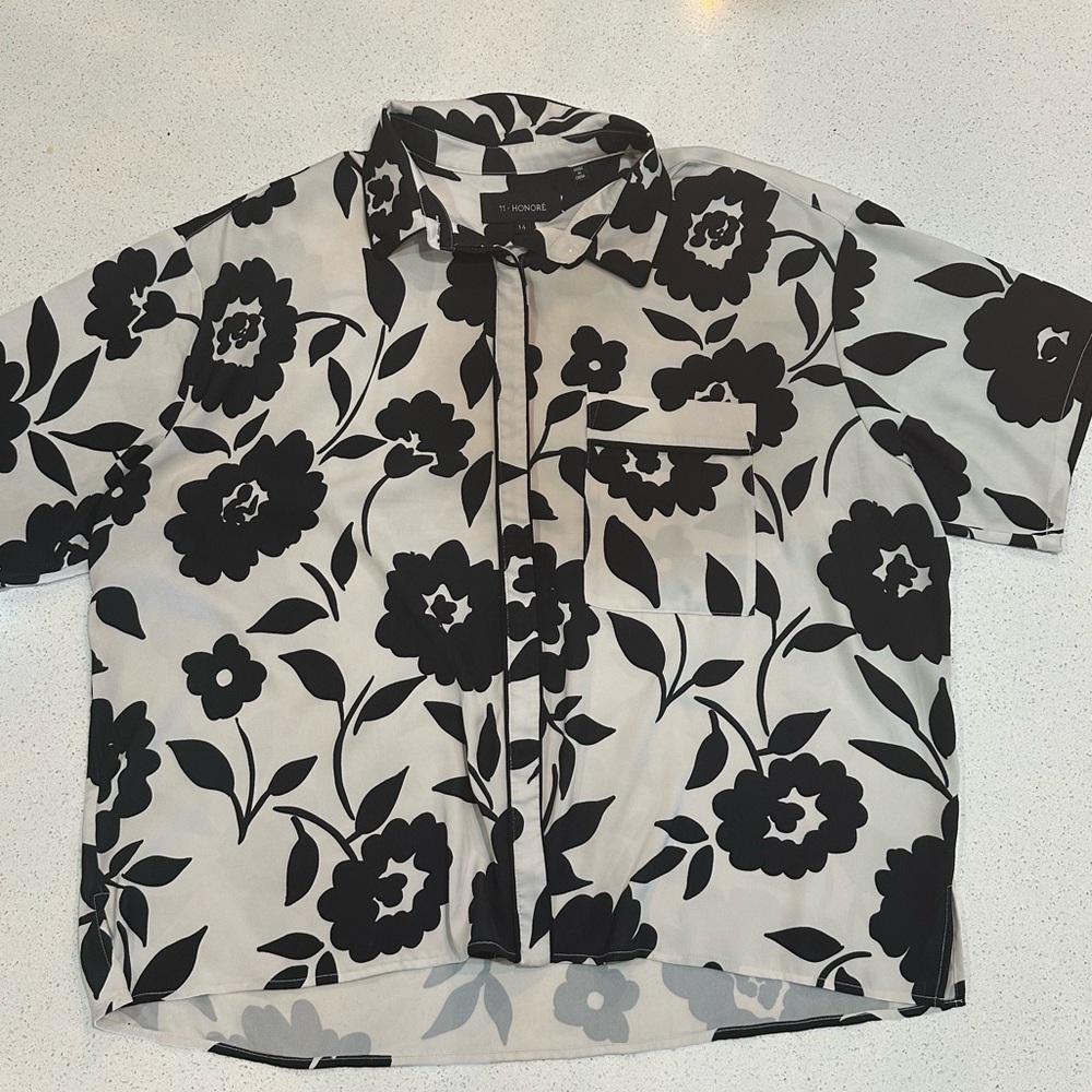 Honoré Black and White Floral Button Down Shirt
